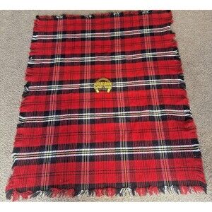 Vintage Horseshoe Casino MS Hotel Plaid Blanket Fringe 56”x47” Red Black Yellow